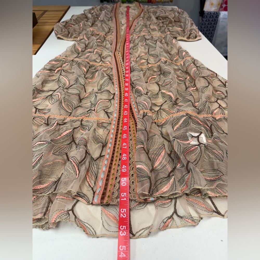 Bl-nk Tulle Duster Kimono Anthropologie One Size Floral Embroidered - Picture 9 of 11